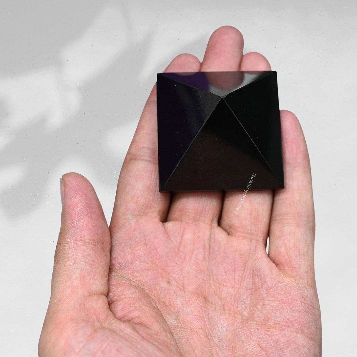 Amazing Gemstone Black Agate Pyramid Crystal Healing Stones - 2" Great Pyramid Figurine of Natural Stone Pyramid for Meditation, Reiki, Chakra Balancing and Crystal Pyramids Grid