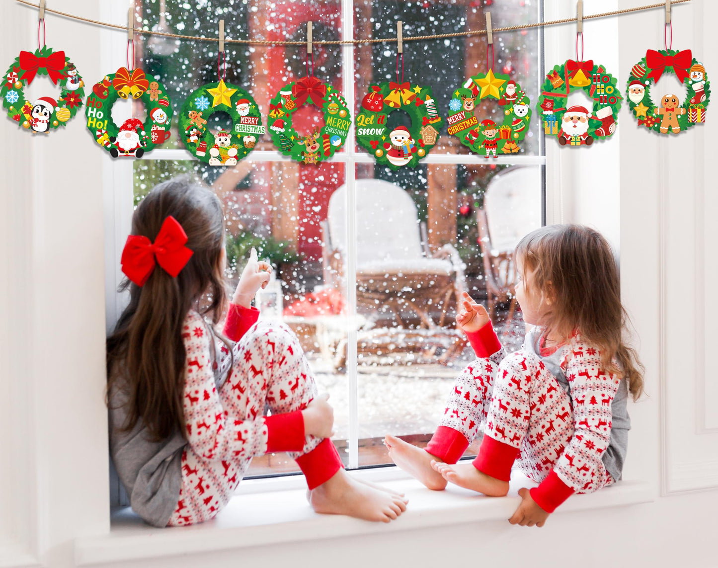 Eternity sky 54pcs Christmas Crafts for Kids - Xmas Wreath Ornament Making Kit Bulk with Snowman for Winter Holiday, Classroom, Adults