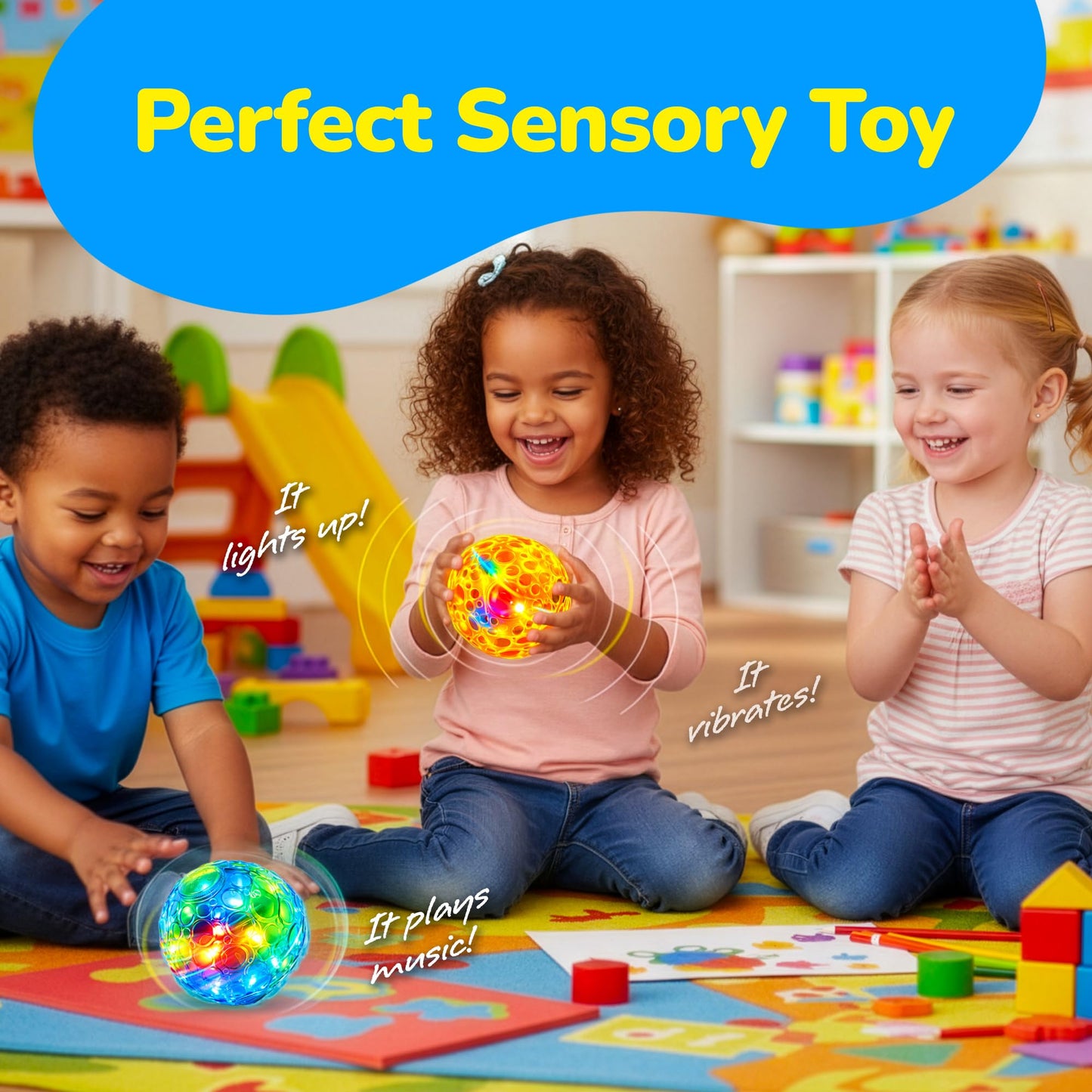 ArtCreativity Light-Up Dancing Ball with Sound Effects, Set of 2, LED Vibrating and Singing Ball for Kids, LED Party Supplies for Birthdays and More, Best Gift and Party Favors for Boys and Girls