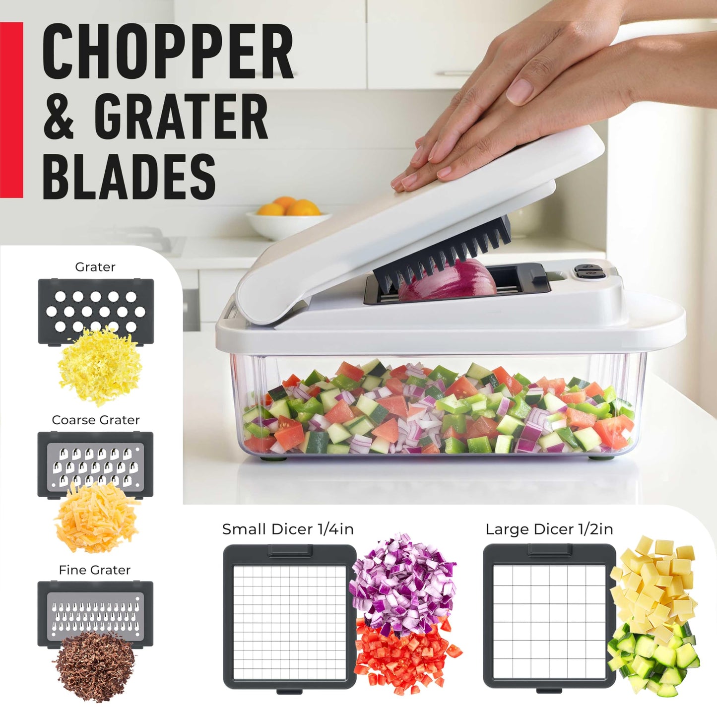 Mueller The Real Original Pro Chopper since 2013 Vegetable Chopper Mandoline Slicer, 8 Blade Food Veggie Chopper Onion Vegetable Cutter with Container, Kitchen Gadgets & Essentials, (10 in 1)