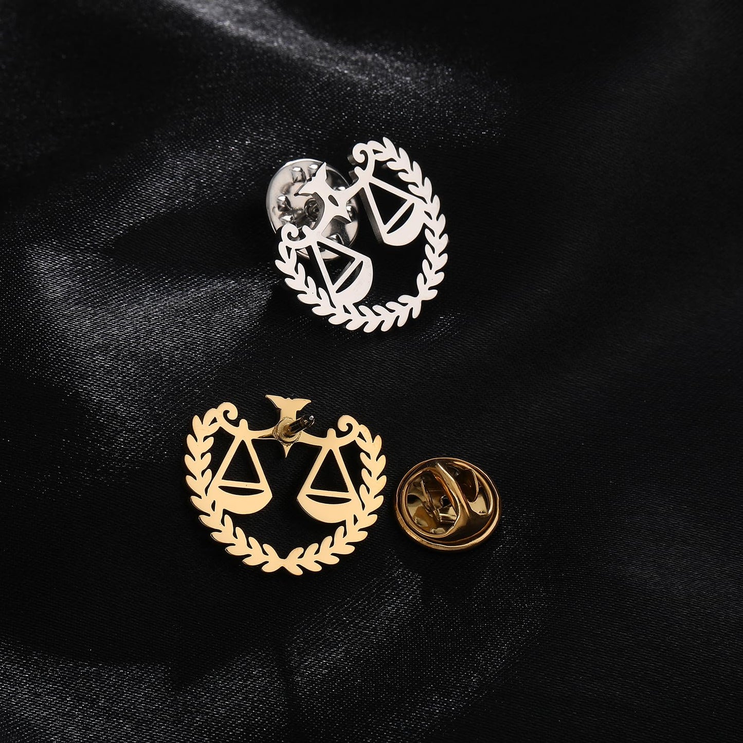 Metal Balance Badges Suit Brooch Libra Scales Brooches For Men (gold 2)