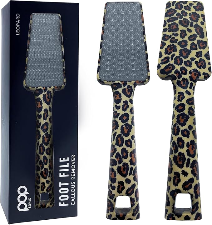 Pop Sonic Nano Glass Foot File (1 Unit) | Foot Callous Removal for Smooth, Soft Feet | Foot Scraper for Dead Skin Remover | Perfect Pedicure Tools at Home or Salon Use (Leopard)