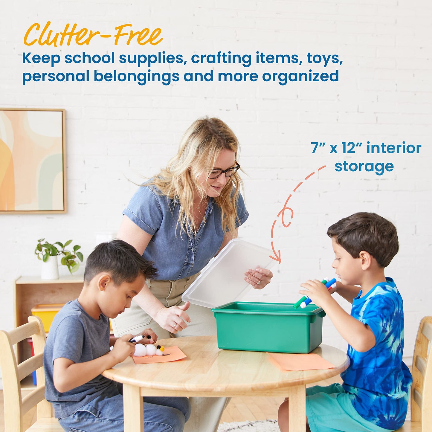 ECR4Kids Cubby Storage Bin with Lid, Multipurpose Organization, Assorted, 10-Piece