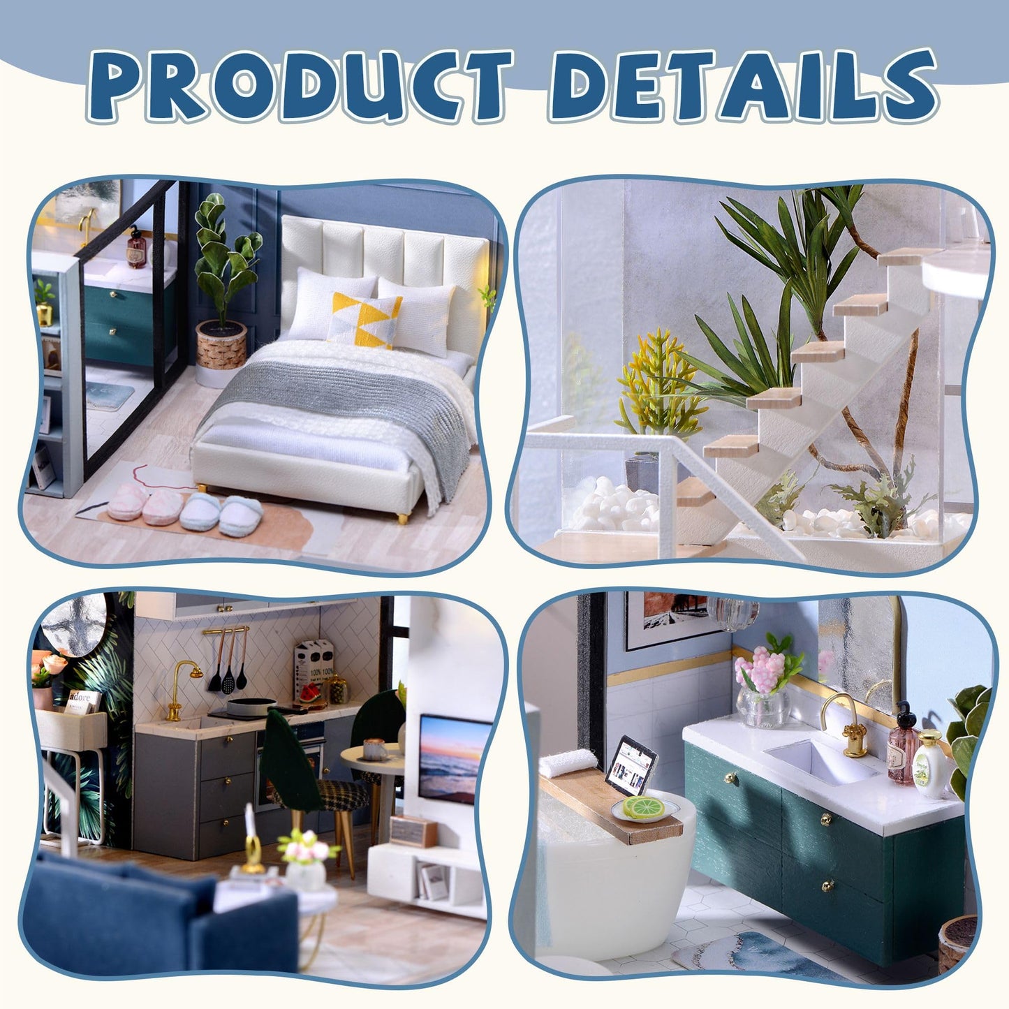 Flever Wooden DIY House Kit, Miniature with Furniture, Creative Craft Gift for Lovers and Friends (Satisfied Time)