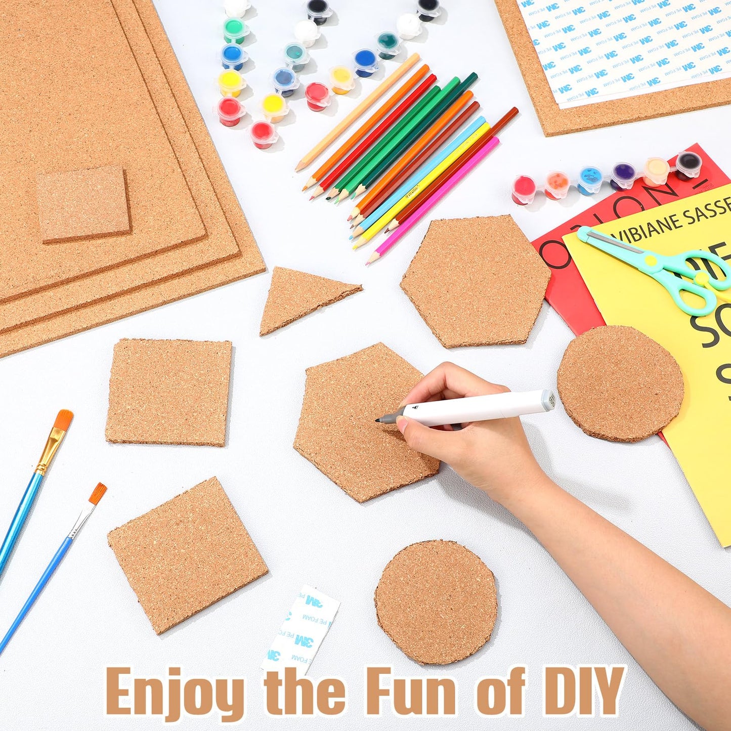 Kosiz 30 Pack Cork Board Square 12" x 12", 1/4" Thick Cork Board Tiles Bulk for Wall Self Adhesive Bulletin Corkboards Tiles Sheet for Wall School Office Home Decoration