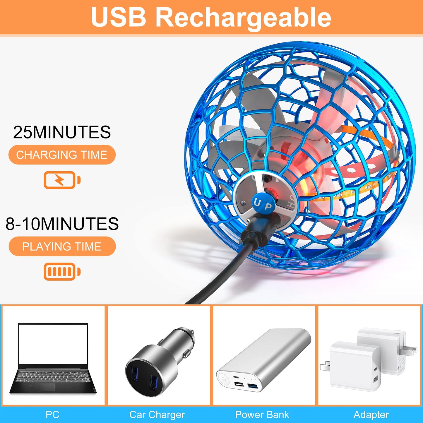Easter Basket Essentials for Kids, Flying Orb Ball for Teens 6-12+ Years Old, Upgrade Motion Sensor Hover Boomerang Ball, Lighting Flying Magic Spinner, Cool Drone Toys for Girls Boys Teens Adults