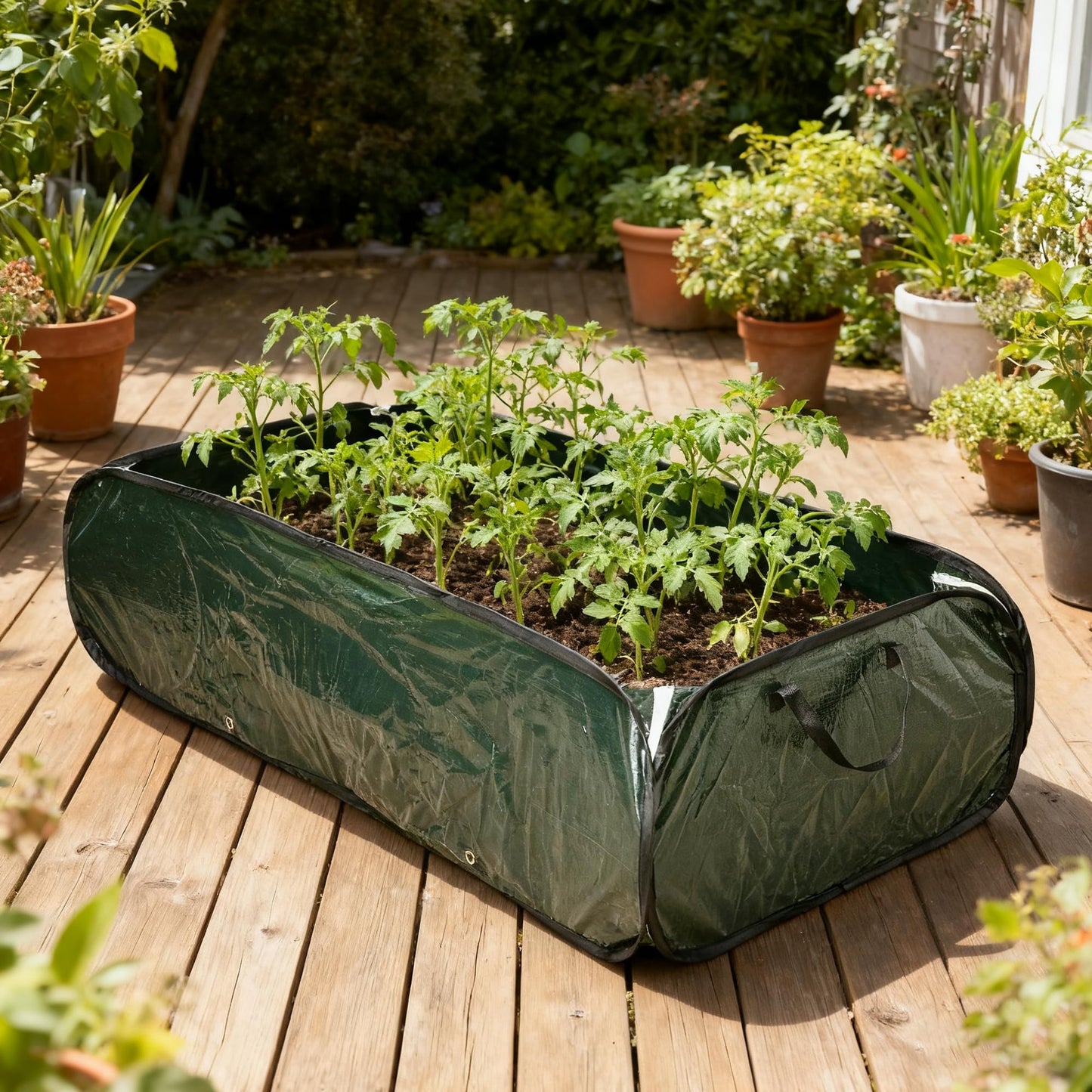 EBaokuup 47 x 24 x 12 Inch PE Pop-up Rectangular Planting Bag, Wire Support Rectangle Plant Growing Bag, UV Protected Rectangular Planter Bed for Garden Vegetable Flowers Fruit