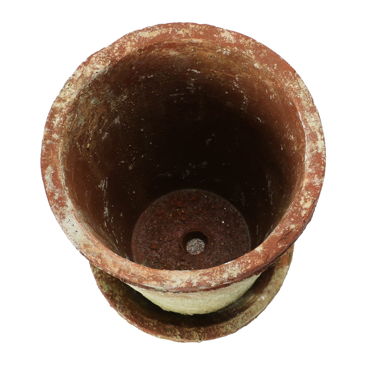 Creative Co-Op Cement Planter with Saucer, Distressed Terra-Cotta Finish, Holds 5" Pot