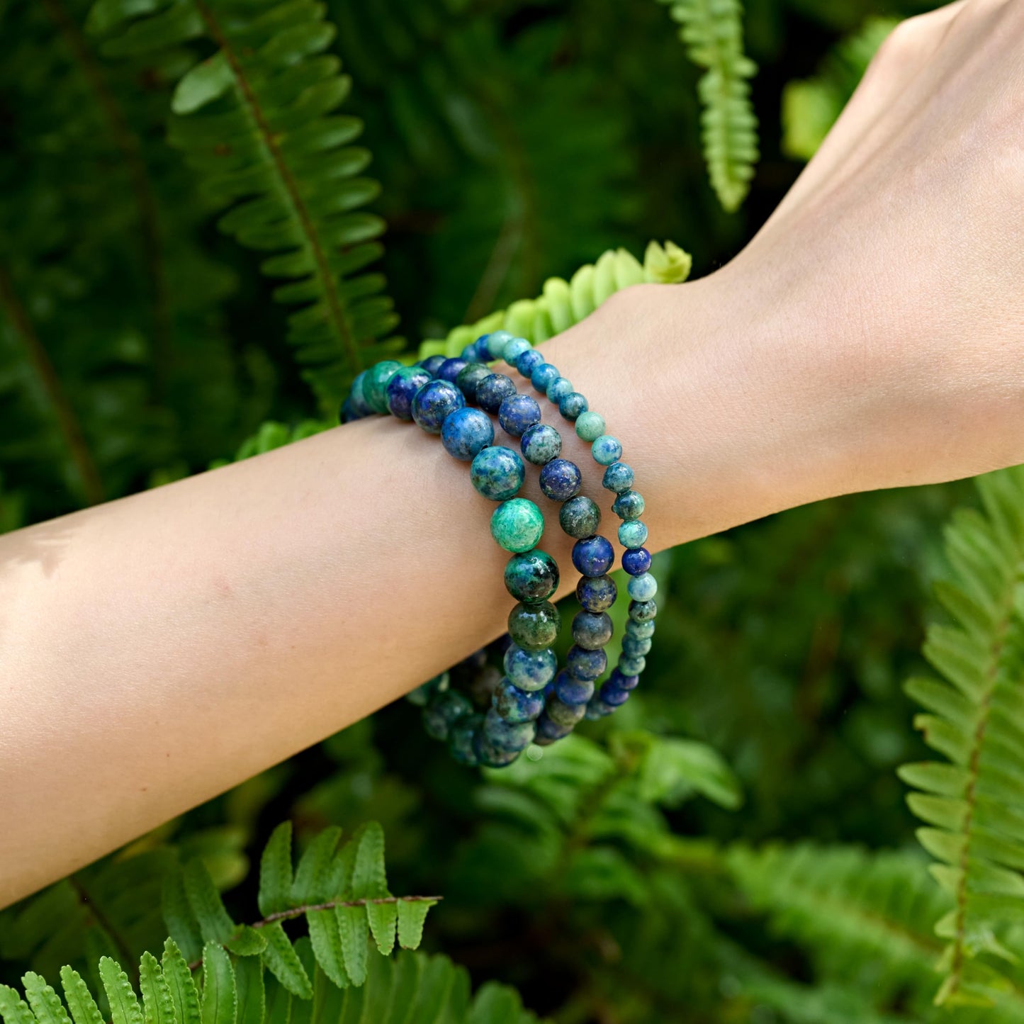 Chrysocolla-Gentle Expression-4mm Beaded Bracelets for Women Handmade Semi Precious Natural Stone Stretch Elastic Jewelry Yoga Protection Gifts