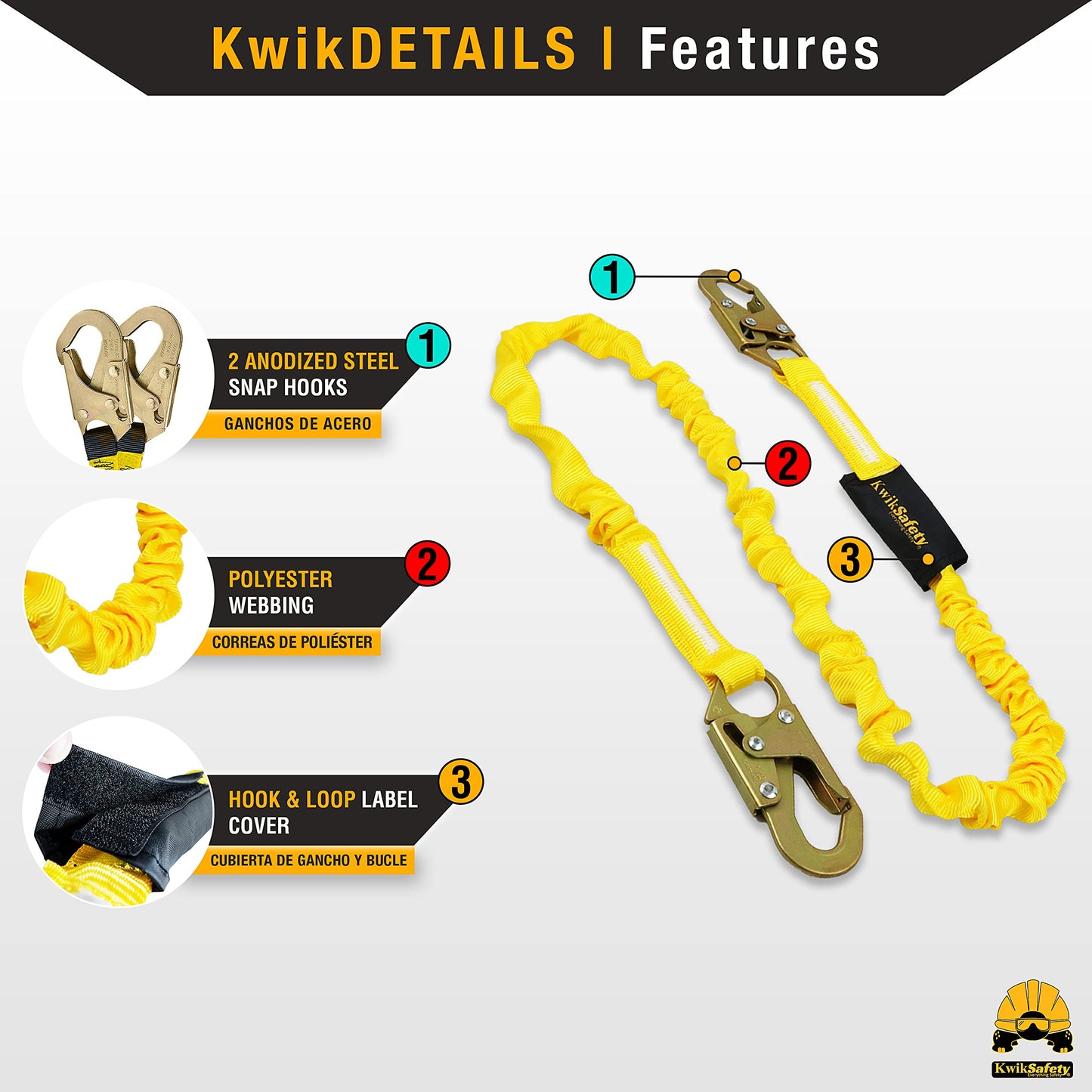 KwikSafety - Charlotte, NC - THUNDER [COMBO] 3D Ring Full Body Safety Harness, 6' Lanyard, Tool Lanyard, ANSI OSHA PPE Fall Protection Arrest Restraint Equipment Universal Construction Roofing