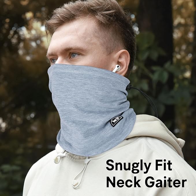 MCTi Neck Gaiter Warmer Winter Fleece Scarves Beanie Hat for Skiing Cycling Elastic Closure