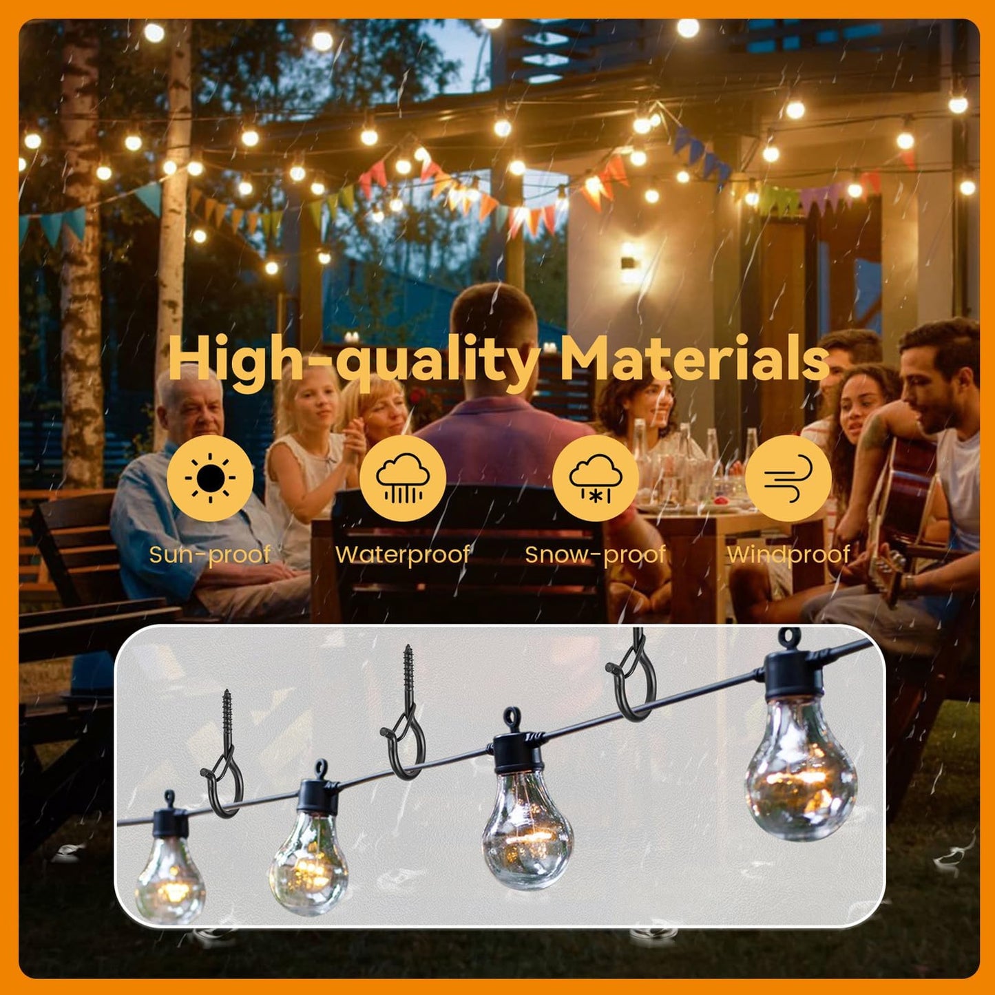 TAIHUIMY 40 PCS Q-Hanger Hooks with Safety Buckle, Windproof Screw Wall Ceiling Hooks for Outdoor String Lights Hanging Christmas Lights, Plants, with 1 Wing Nut Driver (Black, 40 Pack)