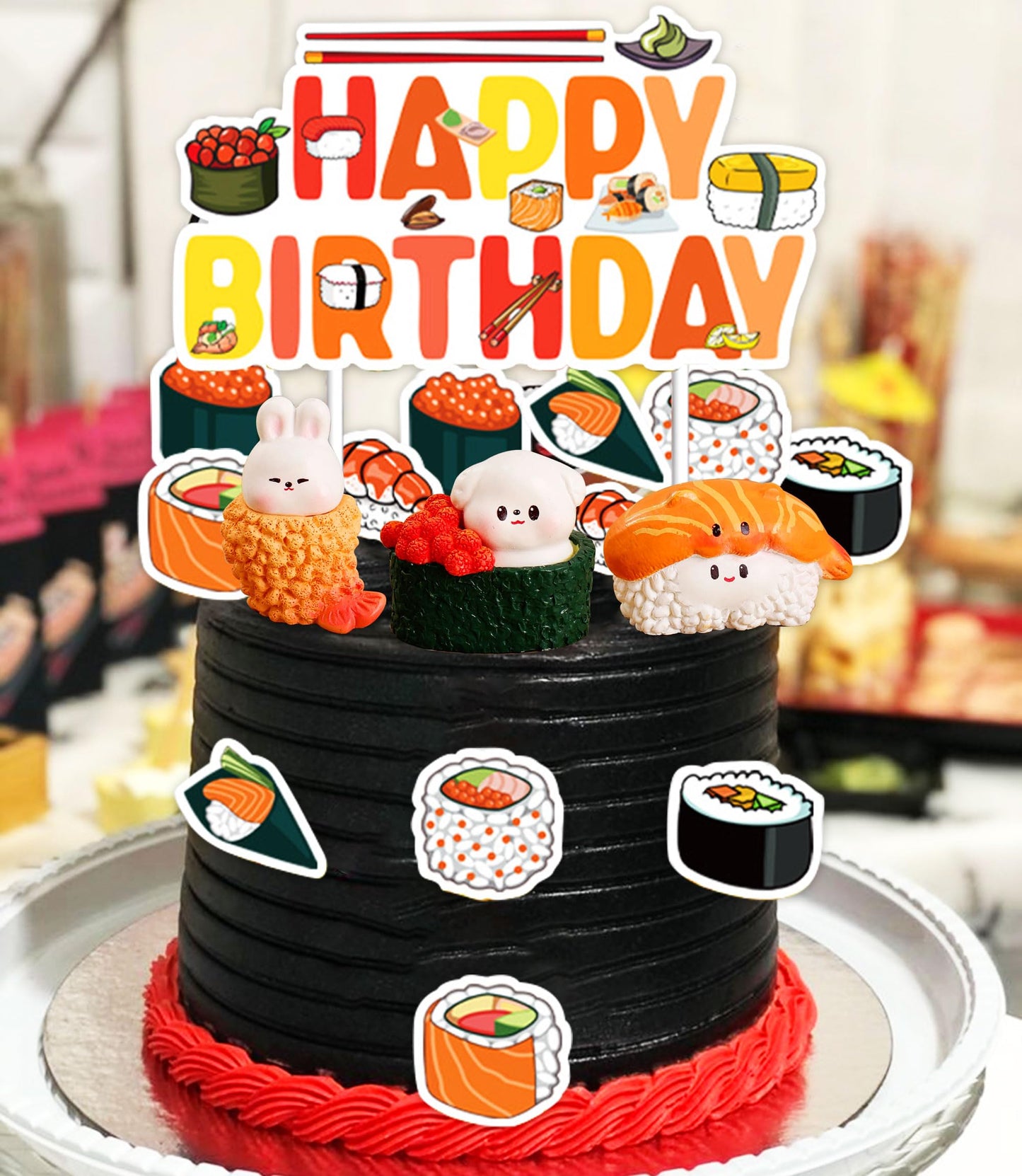 Sushi Cake Decoration for Japanese Birthday Party Decorations Sushi Theme Birthday Cake Topper for Baby Shower Supplies