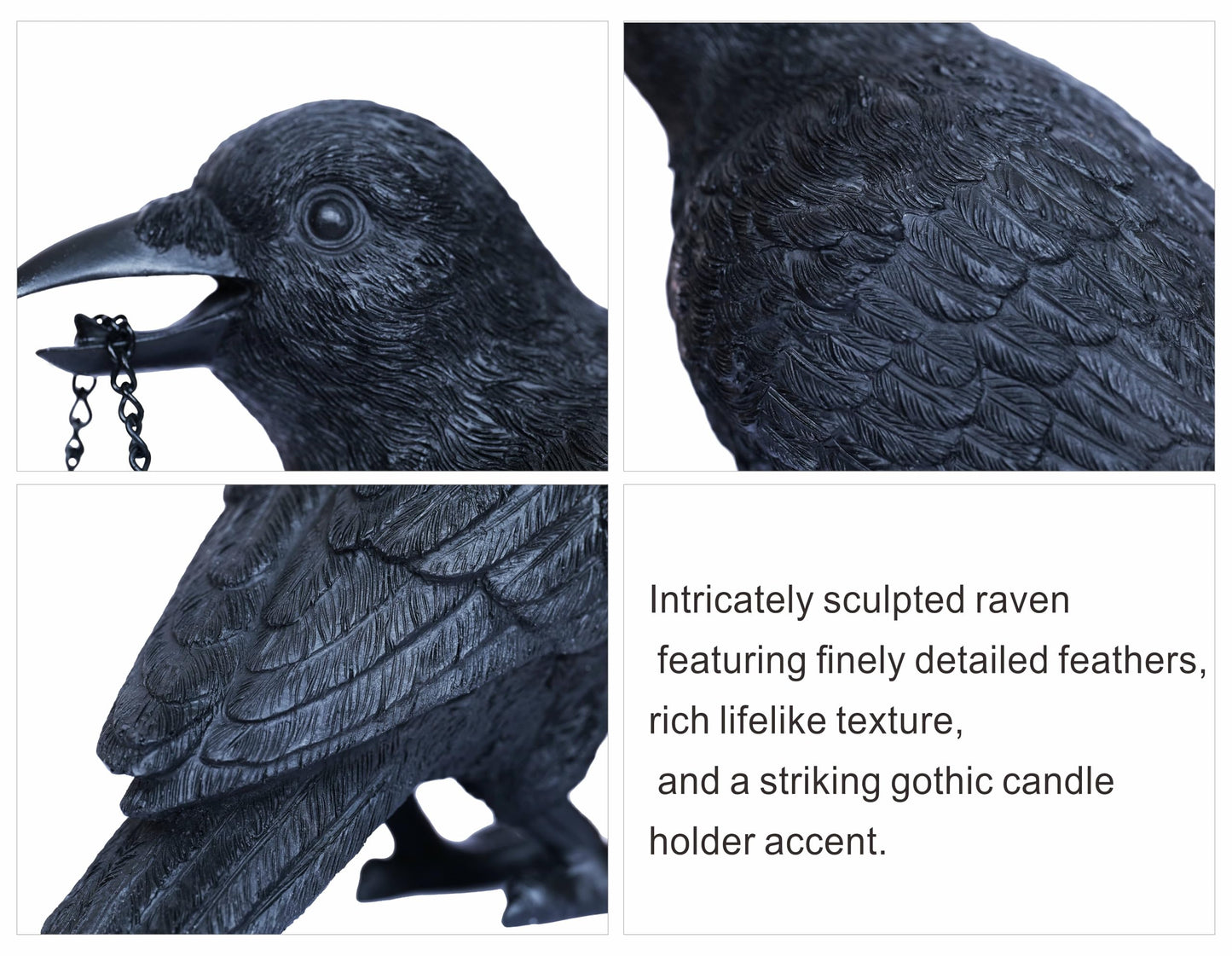 Gothic Crow Lamp with Tealight Candle Holder Raven Statue Halloween Decor Black Bird Decorations Indoor Gothic Home Decor for Living Room Tabletop Shelf Bedroom Unique Goth Witchy Gifts