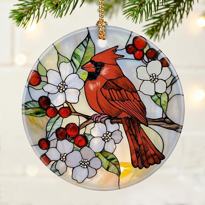 Red Cardinal Ornament | Christmas Ornaments, Christmas Decorations, Hanging Ornaments for Tree, Red Bird Decor Gift | Cardinal Memorial Gifts, Bird Lover Gifts | Gift Exchange Ideas