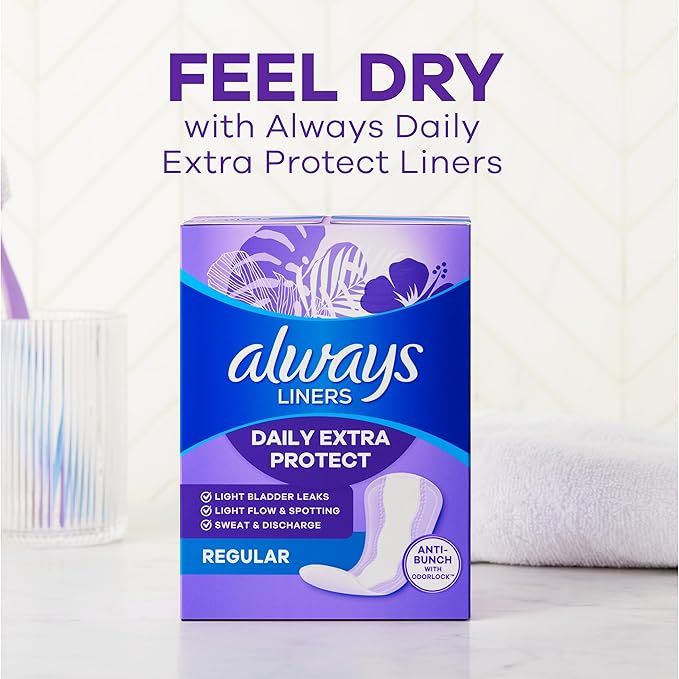 Always Anti-Bunch Xtra Protection, Panty Liners For Women, Extra Long Length, Unscented, 68 Count X 4 Packs (272 Count Total) (Packaging May Vary)