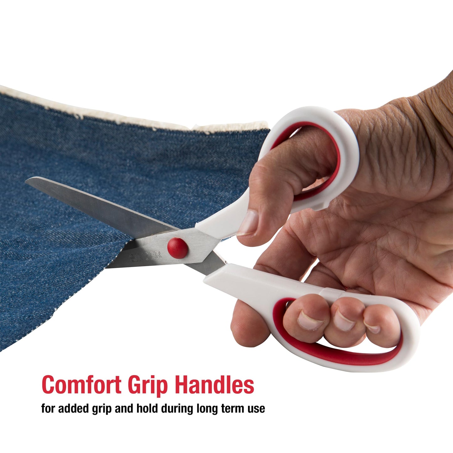 SINGER 00445 8-1/2-Inch, 3-Pack Fabric Scissors with Comfort Grip, Red & White