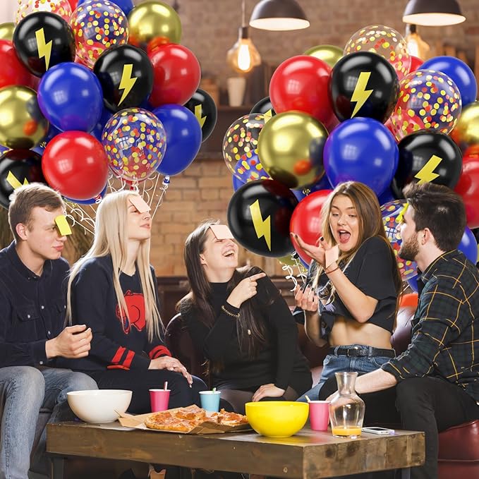 Red Blue Gold Balloons, 12 Inch Red Blue Black Helium Balloons with Confetti Balloon Carnival Circus Birthday Party for Boys Baby Shower Wedding Party Decoration Supplies