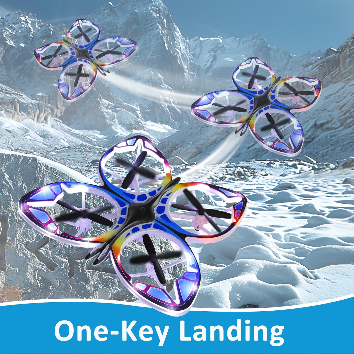Authticar Mini RC Drone RC Butterfly Drone for Beginners with Colorful Light, 3D Flip, Headless Mode, Altitude Hold, Remote Control, Butterfly Quadcopter Gift for Teens Adults