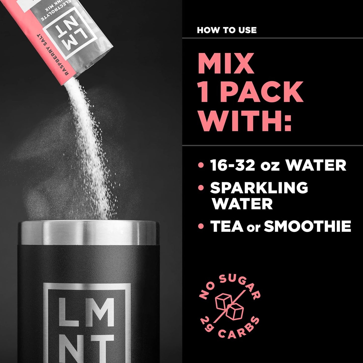 Drink LMNT Zero Sugar Electrolytes - Raspberry Salt | Drink Mix | 30-Count