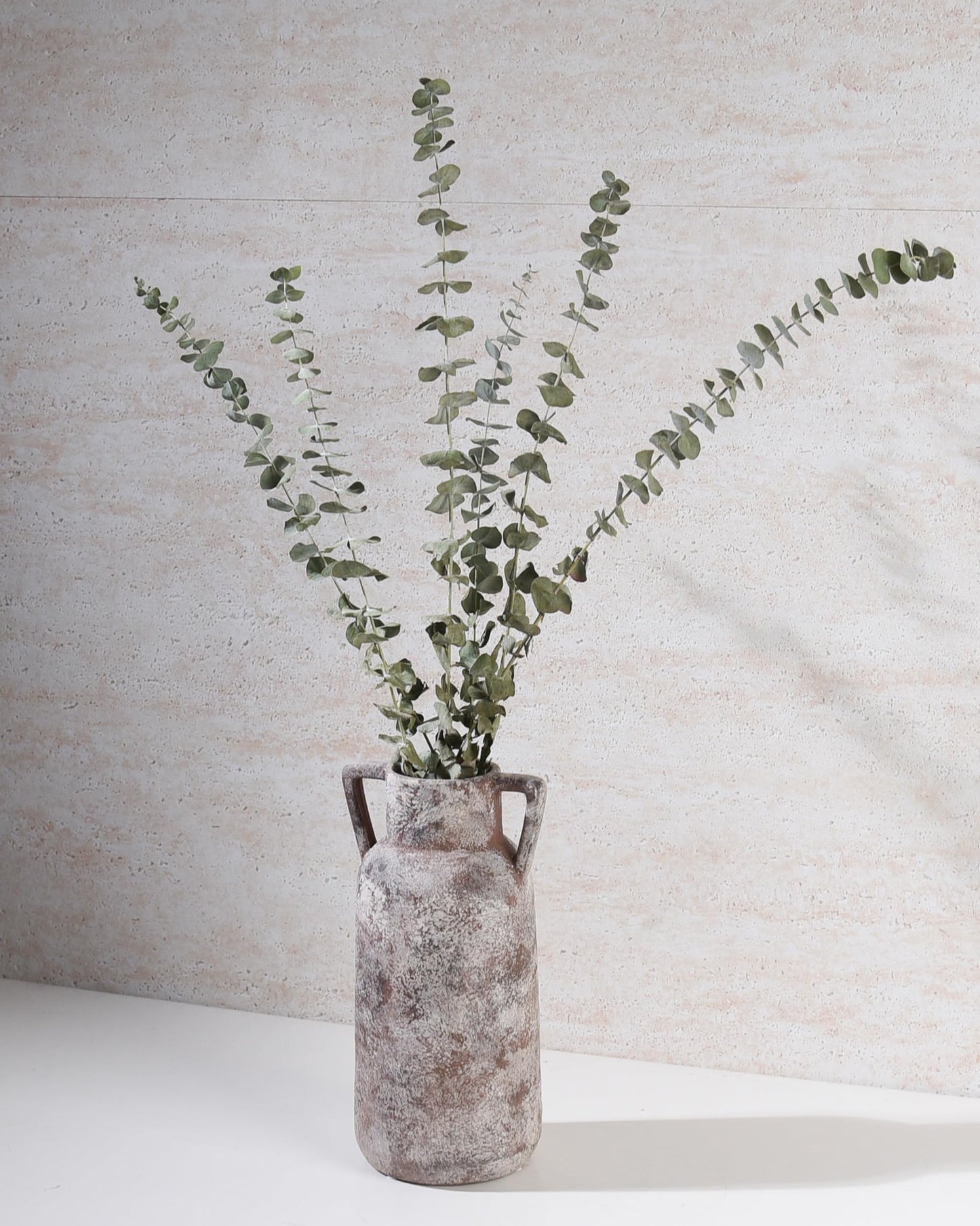 KensTro Ceramic Vase Set of 3, Handmade Rustic Farmhouse Vases with Handles, Glazed Interior, Aged Terracotta Finish, Boho Home Decor for Table, Shelf, Mantel, Flower Arrangement