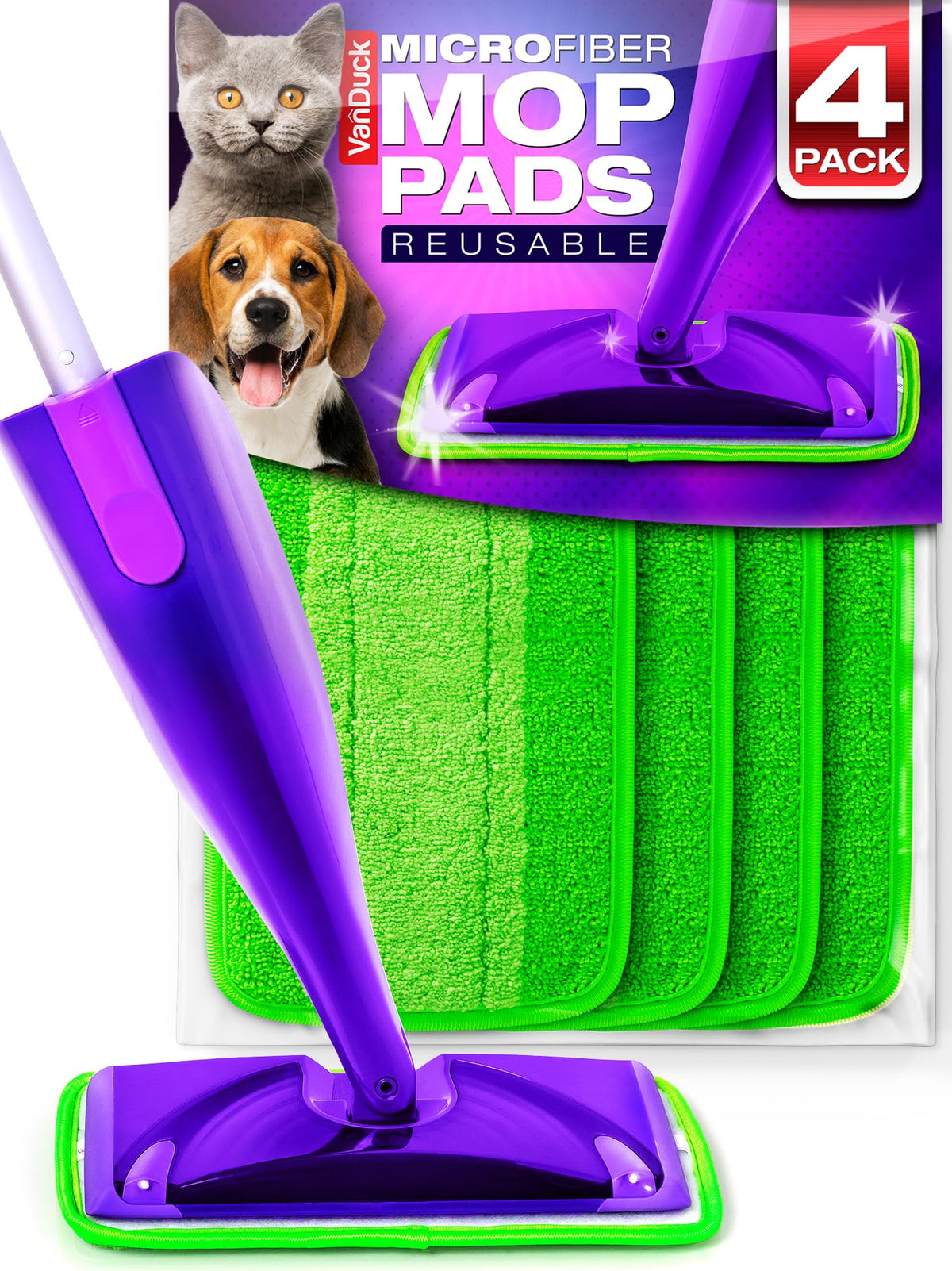 Reusable Mop Pads for Swiffer WetJet Mops (4 Count)