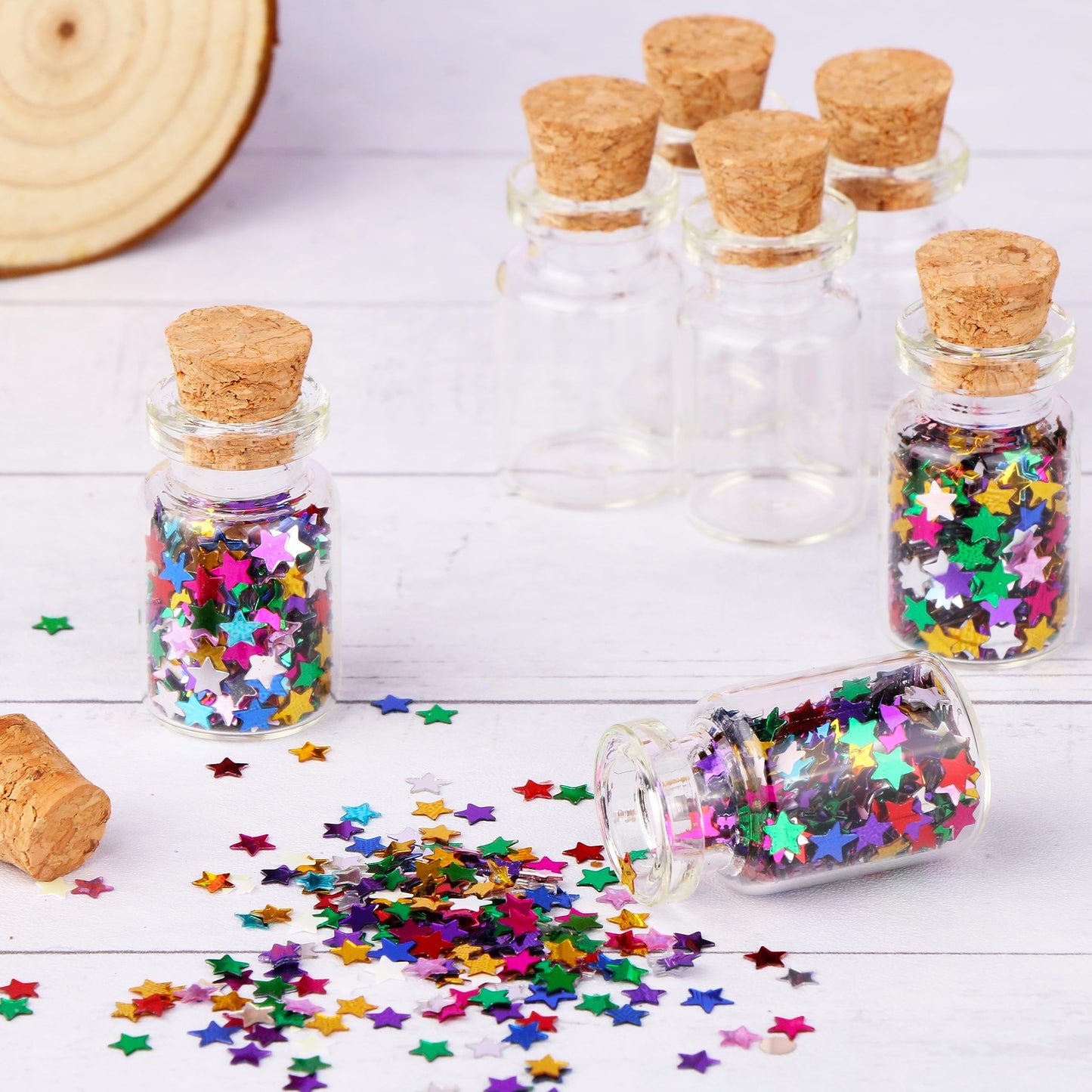 MaxMau 100pcs Tiny Jars with Corks 3ml Cute Little Bottles Cork Stoppers Small Clear Glass Bottles Mini Vials for Crafts Project Party Favors