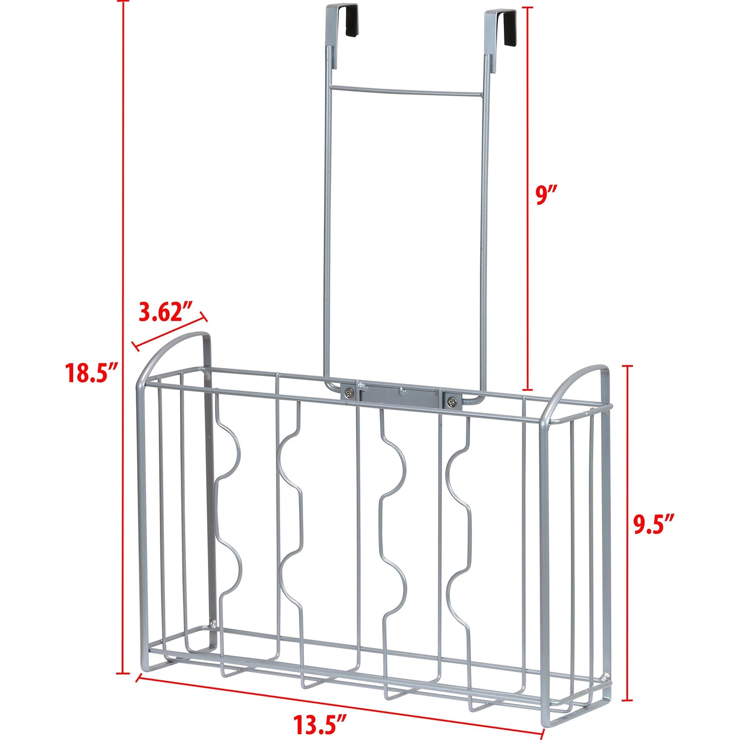 Simple Houseware Over Cabinet Door Organizer, Silver