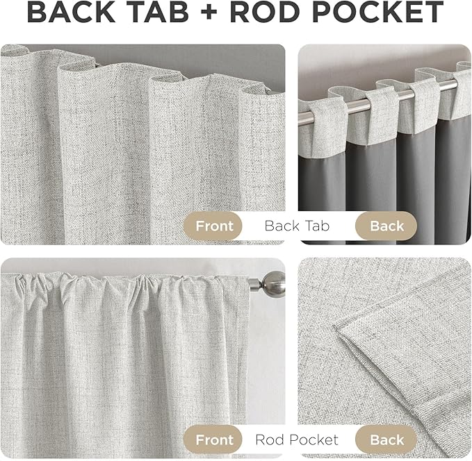 Joydeco Blackout Curtains for Bedroom - 100% Light Blocking 2 Panels Set White Drapes 42" W x 108" L, Thermal Insulated Room Darkening Curtains, Linen Textured for Living Room, Rod Pocket & Back Tabs