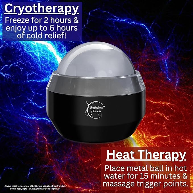 Brookethorne Naturals Cryoglide Massage Ball Roller – Cryotherapy Ice Roller Ball Massager for Cold Therapy. Recovery, Trigger Point, Deep Tissue Muscle Relief. Plantar Fasciitis Massager