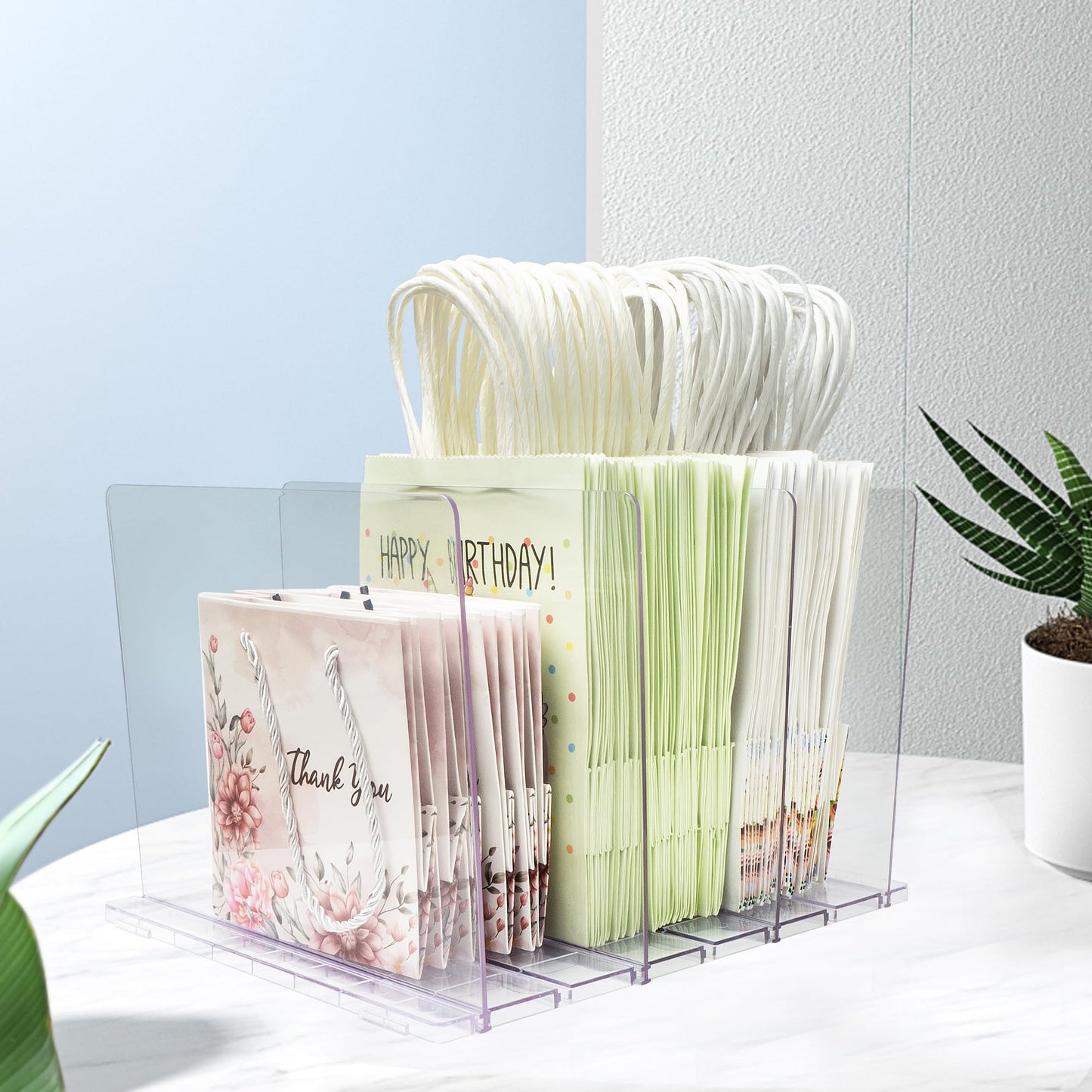 Amviner Gift Bag Storage Organizer, Acrylic Clear Shopping Bag Organizer, Adjustable Shelf Divider Bag Organizer for Small Closet, 1 Pack