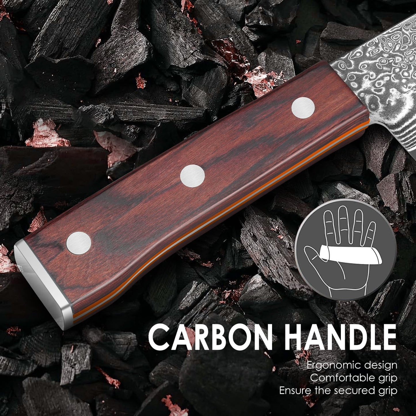 COOKLET'S Chef Knife, 8 Inch Professional VG10 Damascus High Carbon Stainless Steel Ultra Sharp Chef Knife, Vegetable Meat Kitchen Cooking Knife, G10 Ergonomic Color Wooden Handle with Luxury Gift Box