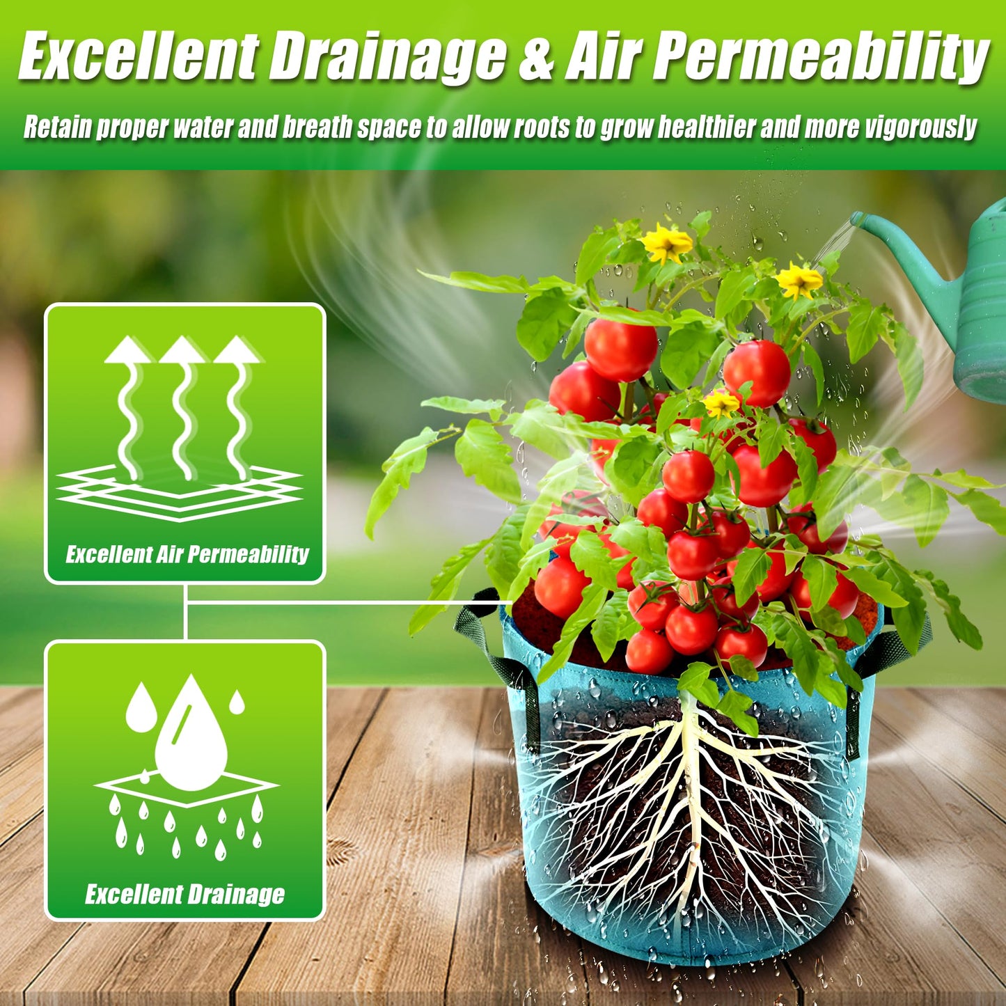 Sinimaka 7 Gallon Grow Bags, 7 Pack Colorful Fabric Plant Pots with Handles for Garden and Outdoor Planting