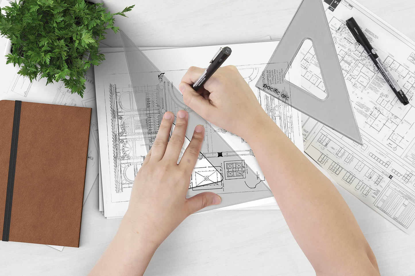 Pacific Arc's Scholastic Triangle - 6 inch - Smoke - 40/90 Angle - Polystyrene - Inking Edge - Technical Drawing Tools, Drafting, Architect and Engineering.
