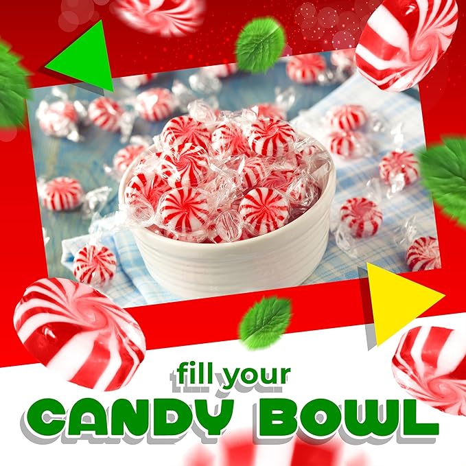 Sugar-Free Peppermint Pinwheel Starlight Mints | 1 Pound Bag | Individually Wrapped Hard Candy 635909
