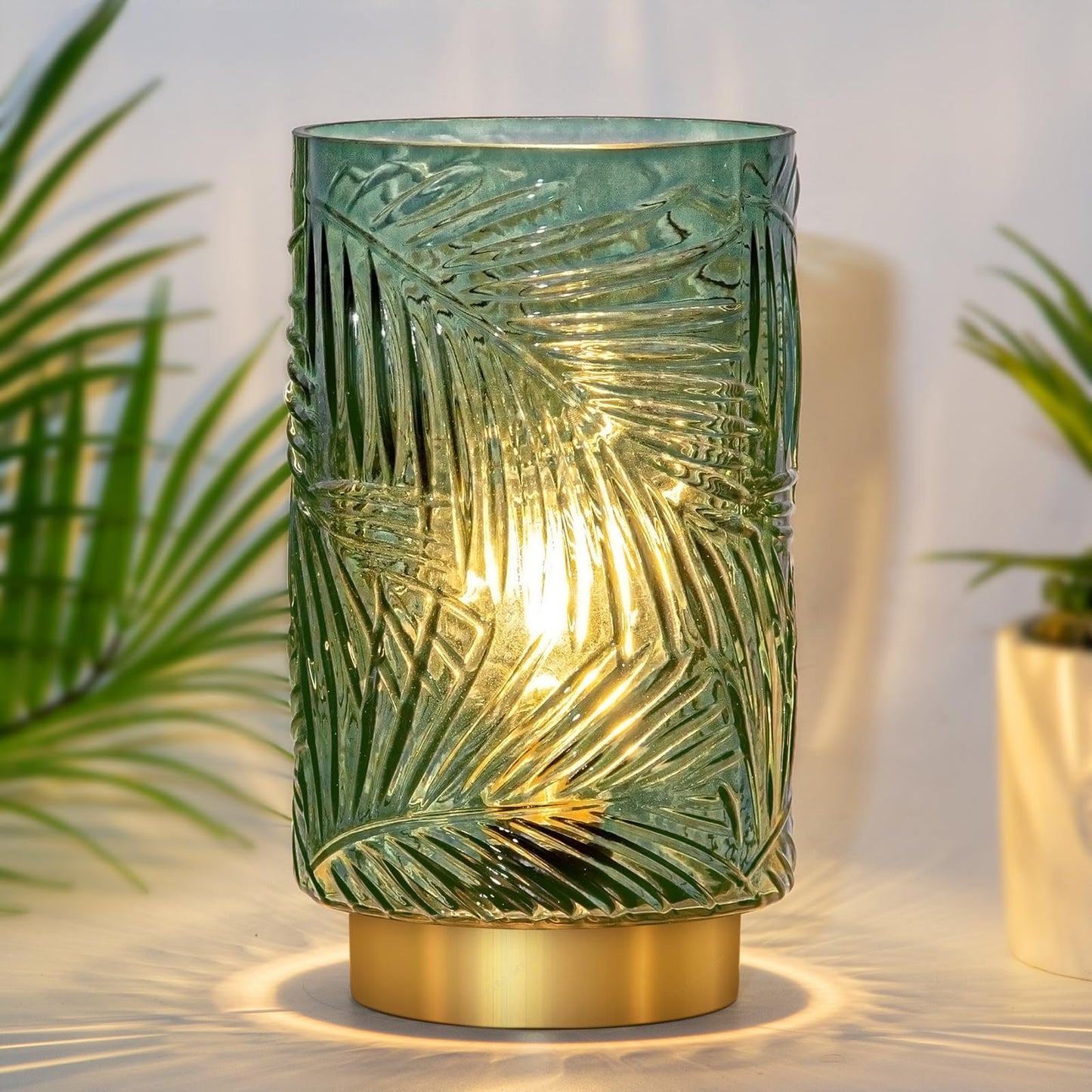 Battery Operated Table Lamp, Cordless Lamps for Home Décor, Nightlight with LED Bulb with Timer for Living Room Bedroom Tabletop Entryway Centerpiece Gift(S Green)