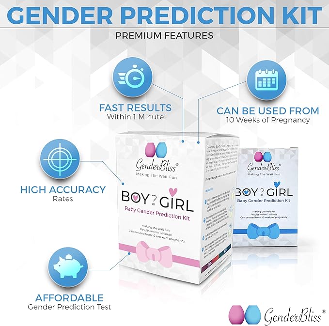 GenderBliss® Gender Prediction Test Kit - Early Pregnancy Boy or Girl Gender Reveal Home Test - Non-invasive Safe for Mother and Baby. Find Out Your Babies Gender as Early as 10 Weeks!