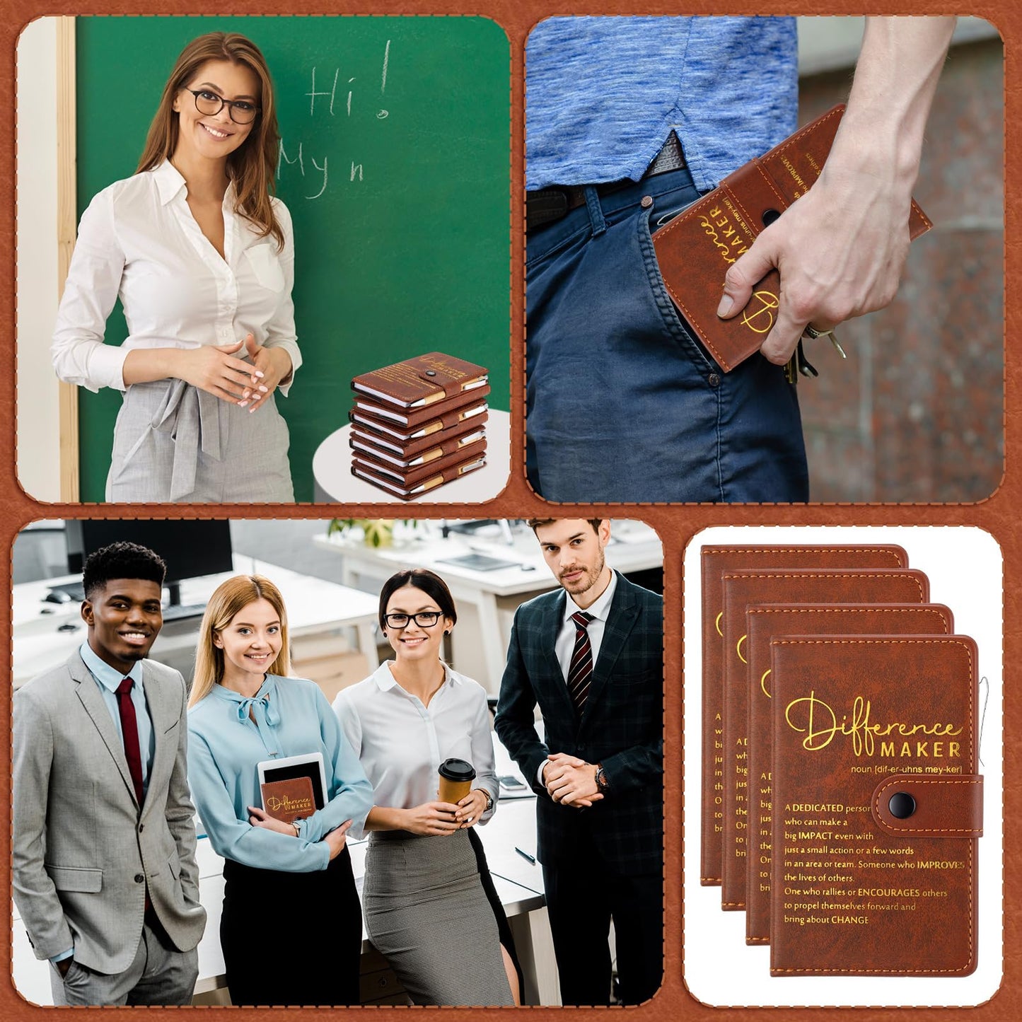 Honoson 20 Sets Difference Maker Teacher Appreciation Gifts Bulk Motivational Notebooks with Bamboo Pen Nurse Appreciation Gifts for Employee Coworker Team Staff Boss Graduation