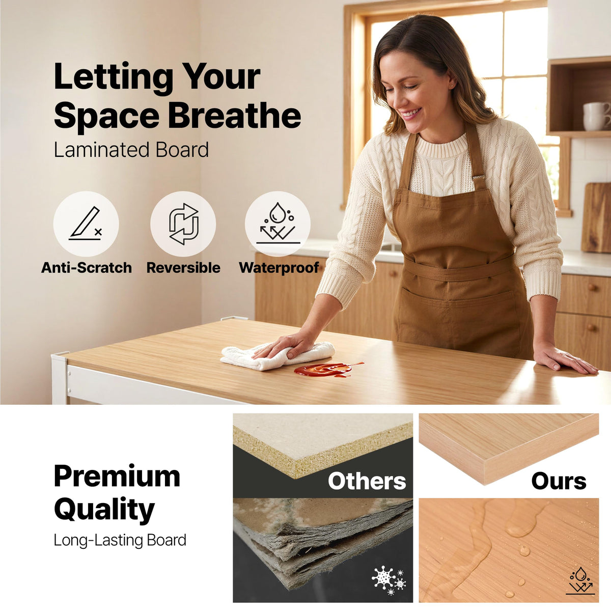 House White 48.1" W 5 Tier Rolling Storage Shelves Metal Cart