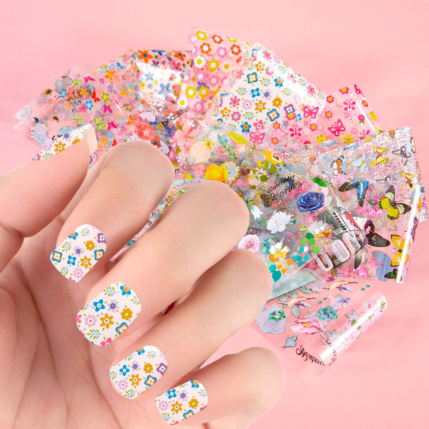 XEAOHESY 300 Sheets Nail Foils Transfer Nail Art Foil Stickers Spring Flower Butterfly Lace Transfer Foil for Nails Decoration