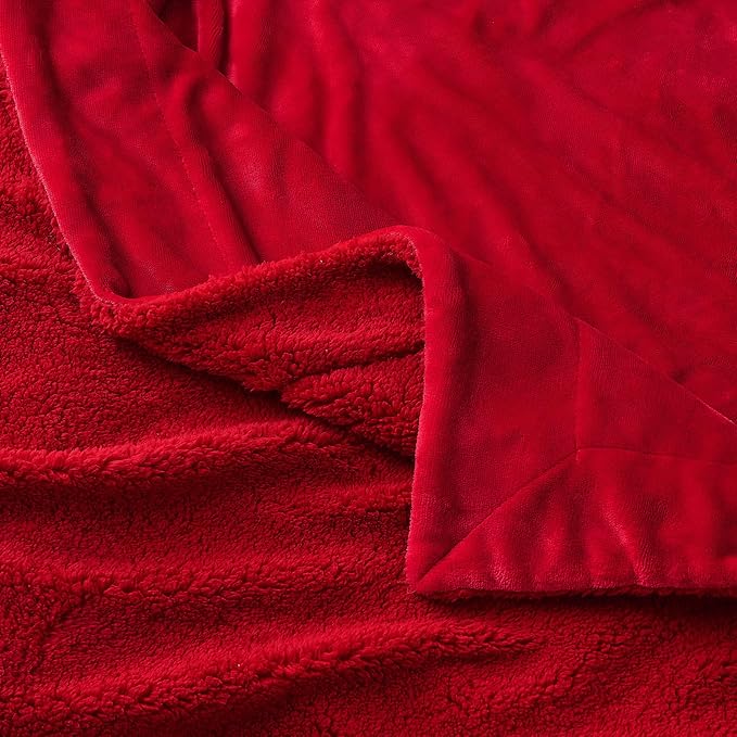 SOCHOW Sherpa Fleece Throw Blanket, Double-Sided Super Soft Luxurious Plush Blanket Throw Size, Classic Red, 50x60 inches