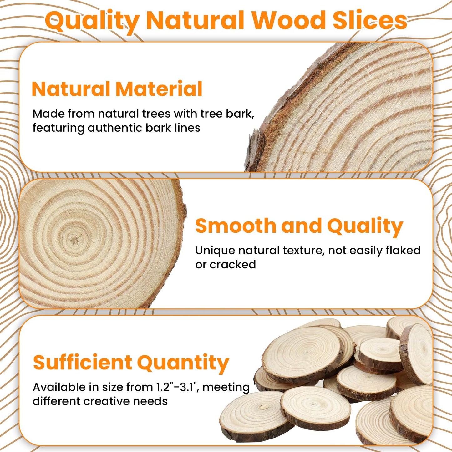 MARRTEUM 30Pcs 1.2"-3.1" Unfinished Natural Wood Slices, Round Wood with Tree Bark Discs Circles Cookies for DIY Arts & Crafts, Coaster, Christmas Ornaments, Rustic Wedding Decoration