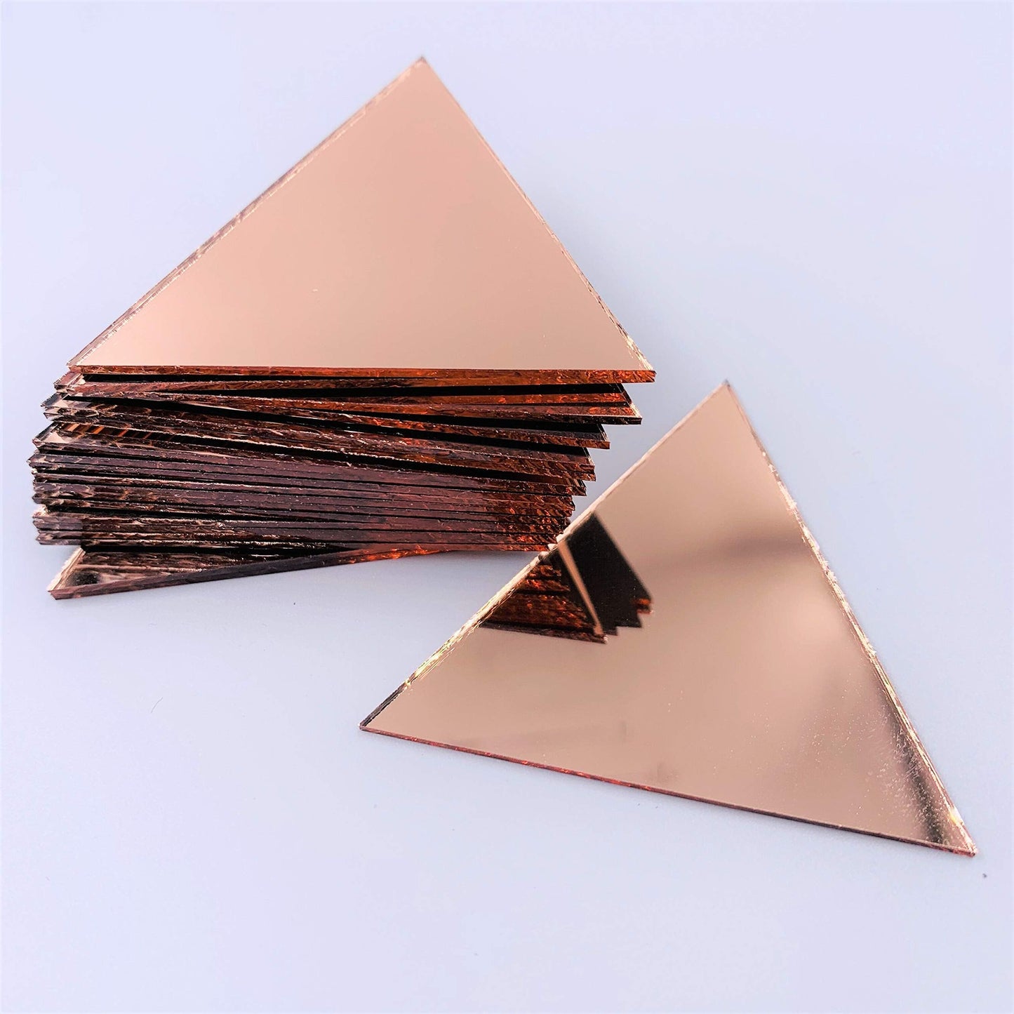 2 inch (50.8 mm) Triangle Mirror Mosaic Tile Craft Mirrors 50pcs (Rose Gold)