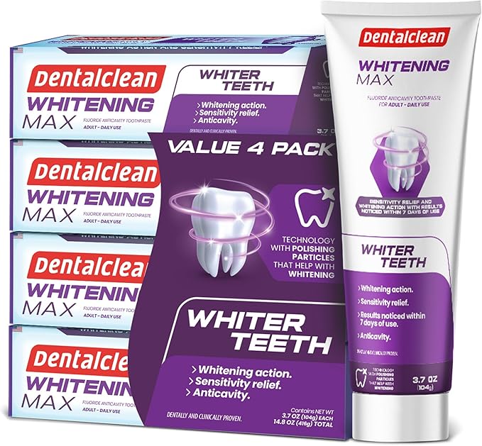Alcohol-Free Mouthwash 33.8 Fl Oz (Blue Diamond Mint) + Pack of 4 Whitening Max Toothpaste Gel – Stain Removal, Restores Natural Teeth Color, Sensitive Teeth Protection – Mint Flavor – 3.7
