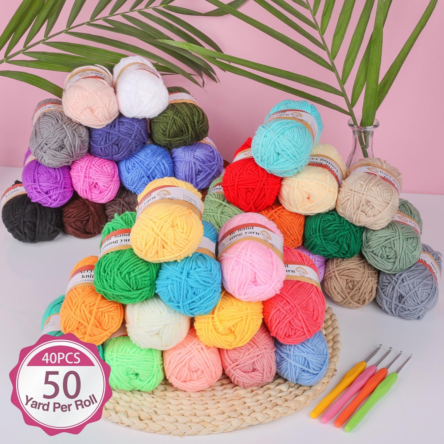XSEINO Crochet Kit with Crochet Hooks Yarn Set - Premium Bundle Includes 40 Colors Crochet Yarn Balls, Crochet Kit, Accessories Kit, Crochet Bag and Lot More - Starter Pack for Beginners