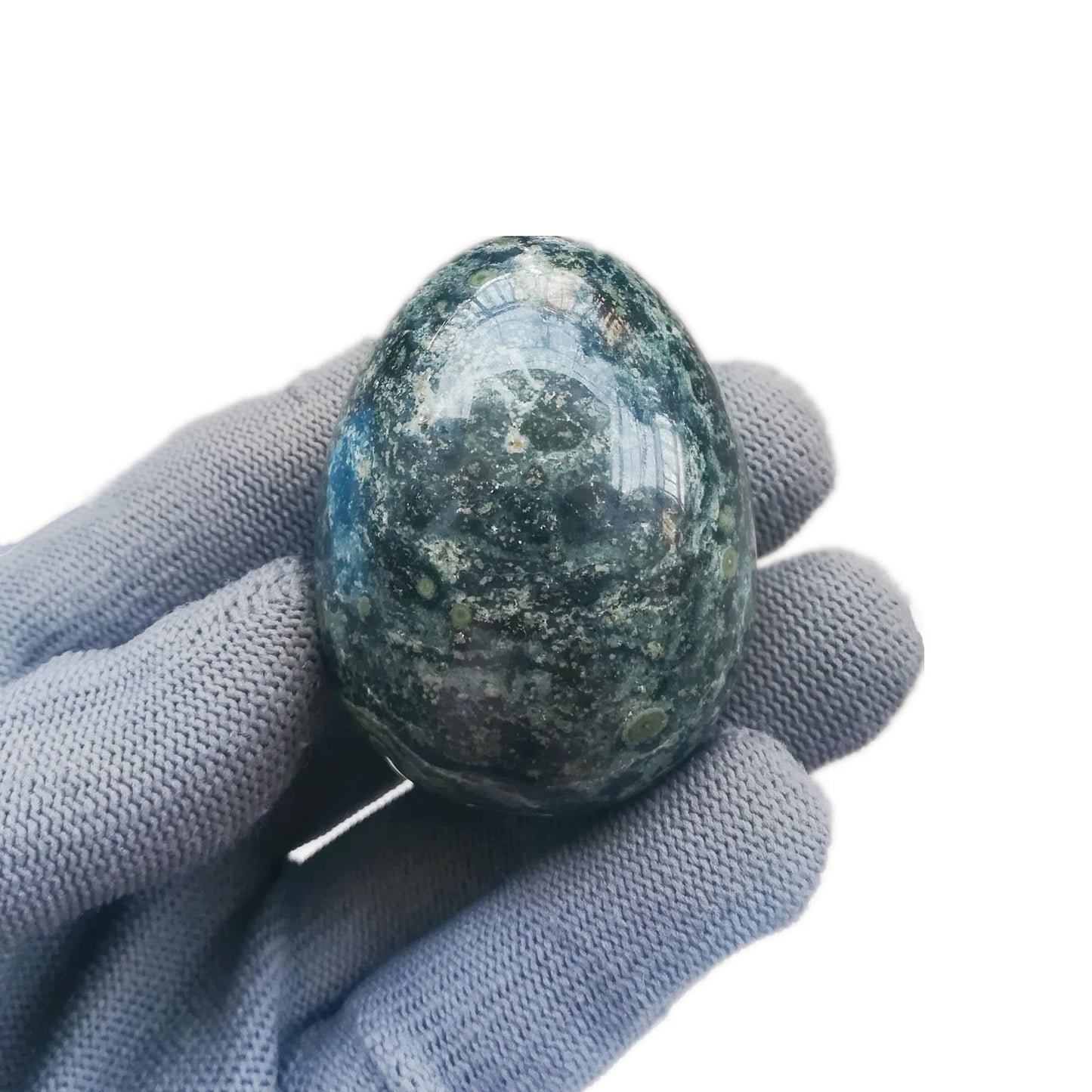 Sunshcat Natural Kambaba Jasper Egg Shaped Meditation Chakra and Home Decor Balance Crystals and Healing Stones Statue Set,35 * 50mm Easter and Thanksgiving Gift,with Wooden Bracket