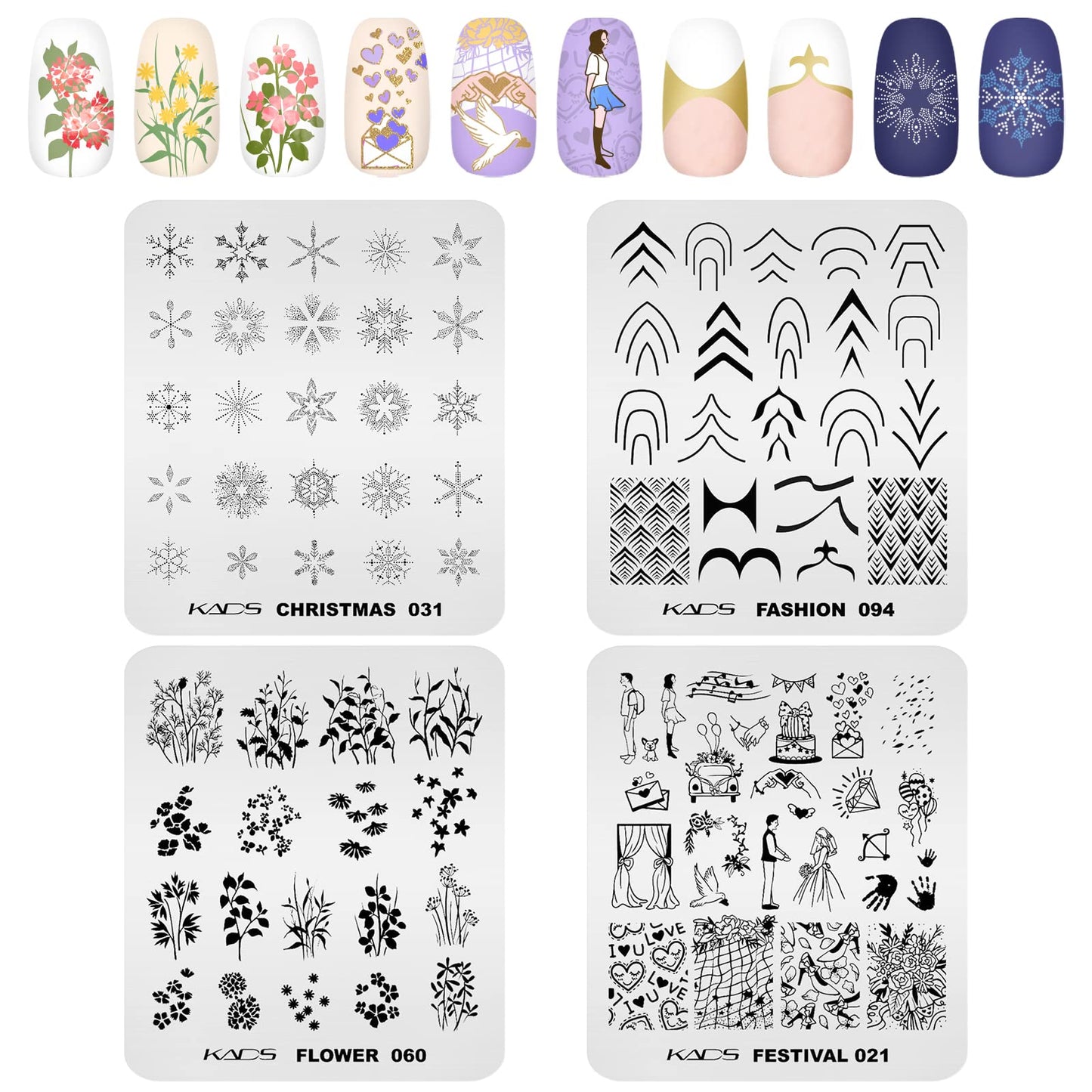 KADS 20Pcs Nail Stampig Plates with Stamper and Scraper Kit Nail Stamp Template Stencil Nail Art Design DIY Tool