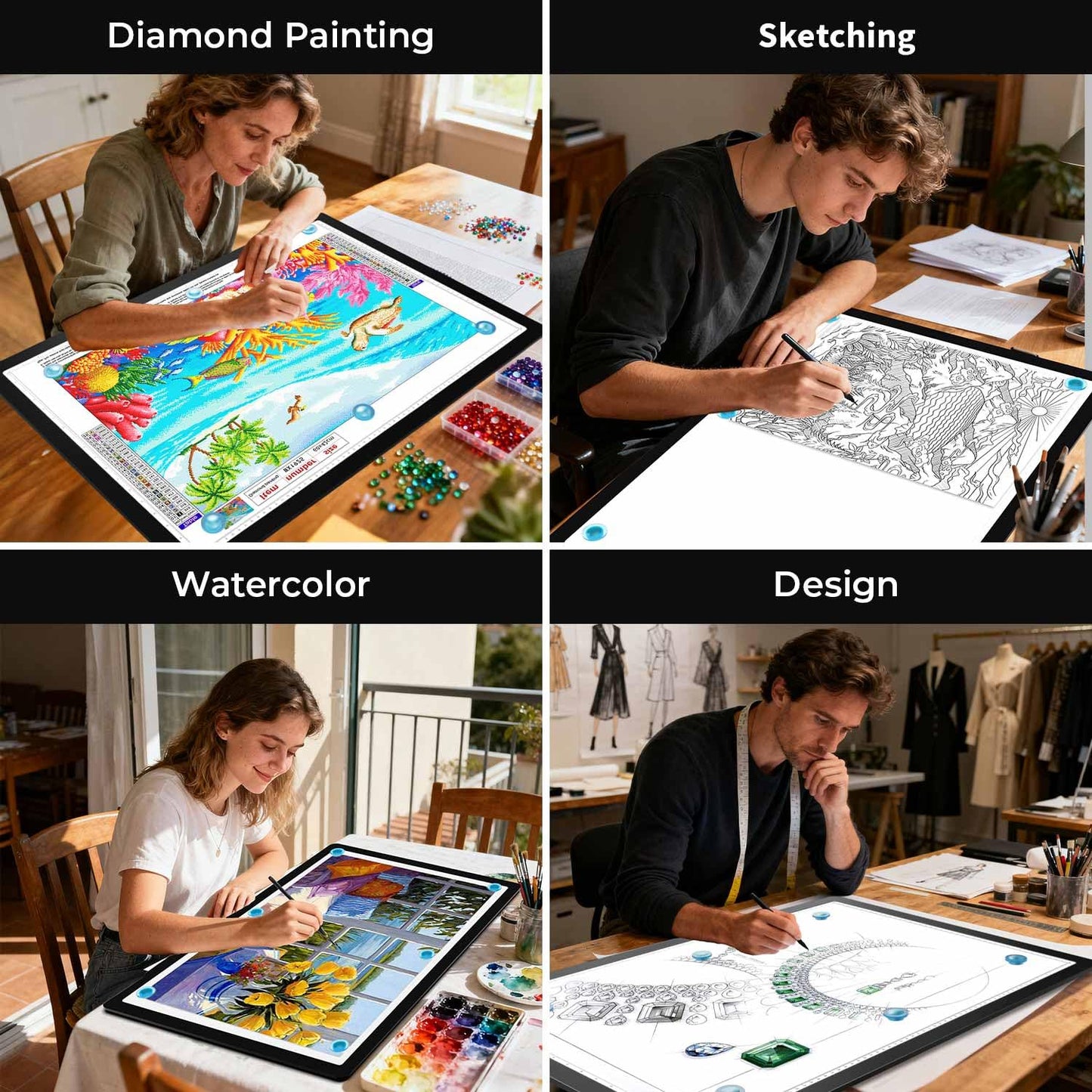 Heanolier Rechargeable A2(25.2" x 18.4") Light pad for Diamond Painting,Magnetic Light Board with Side Buttons,3 Color/6 Level Dimming,Wireless Light Box for Tracing,Light Table for Sketching,Drawing