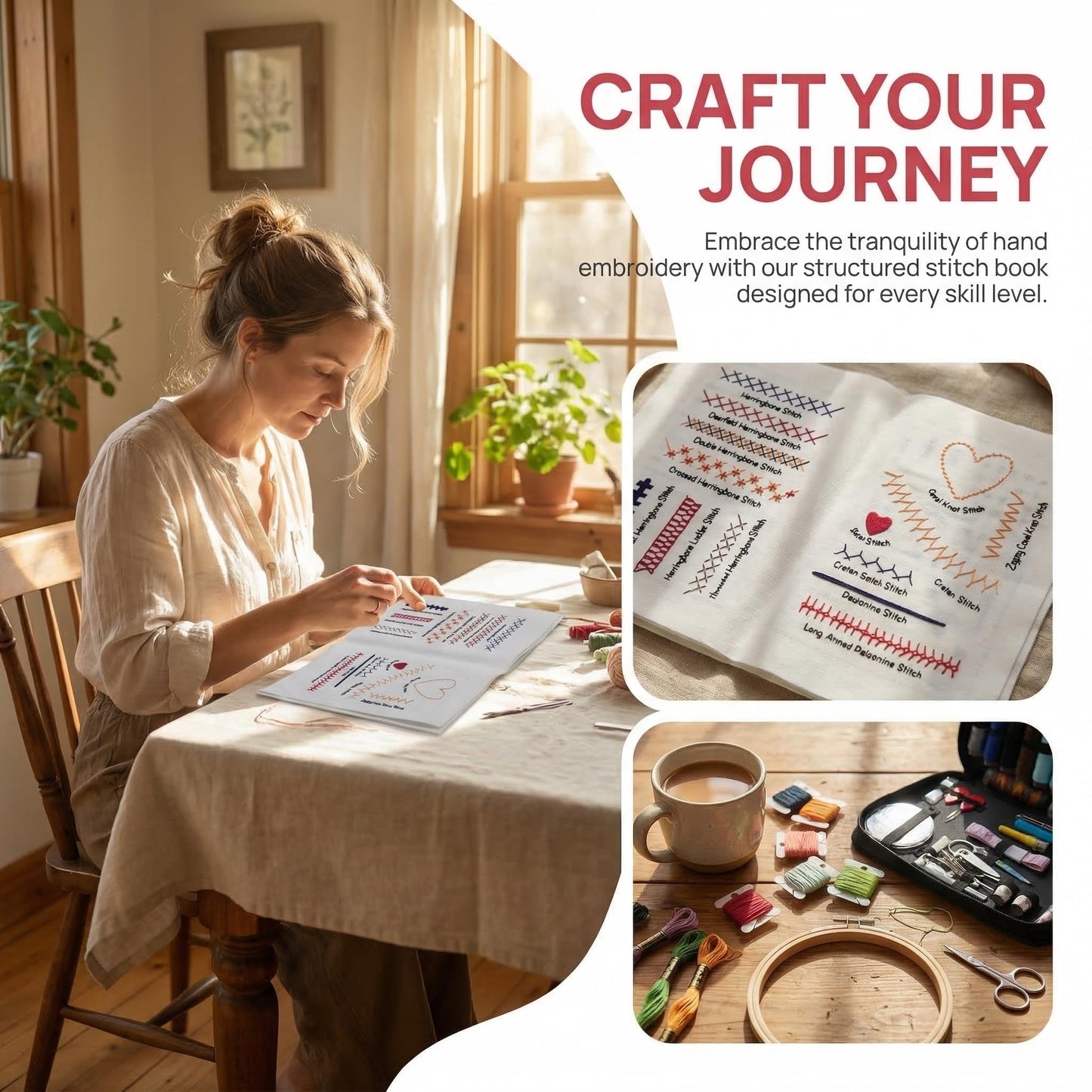 FingTip Embroidery Kit for Beginners, Embroidery Stitch Book for Adults Kids, DIY Stitch Gifts (106 Different Patterns)