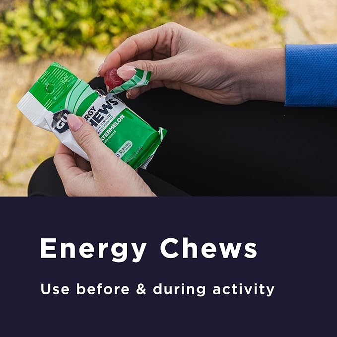 GU Energy Chews, Rainbow Mix Energy Gummies with Electrolytes, Vegan, Gluten-Free, Kosher, Caffeine Free, and Dairy-Free On-The-Go Energy for Any Workout, 12 Bags (24 Servings Total)